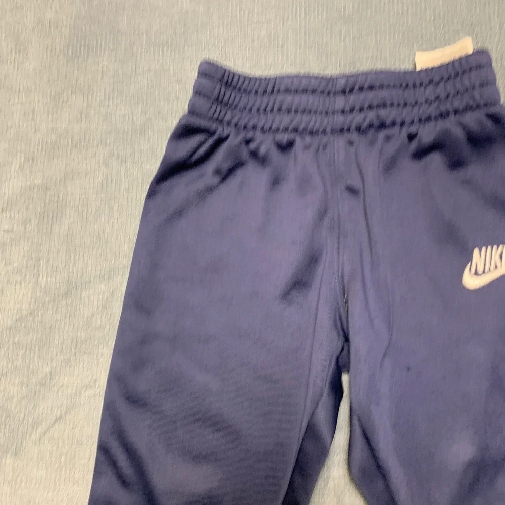 Nike Sweatpants Boys 2T Blue Fleece Lined Elastic Waist Swoosh Logo Tapered Leg